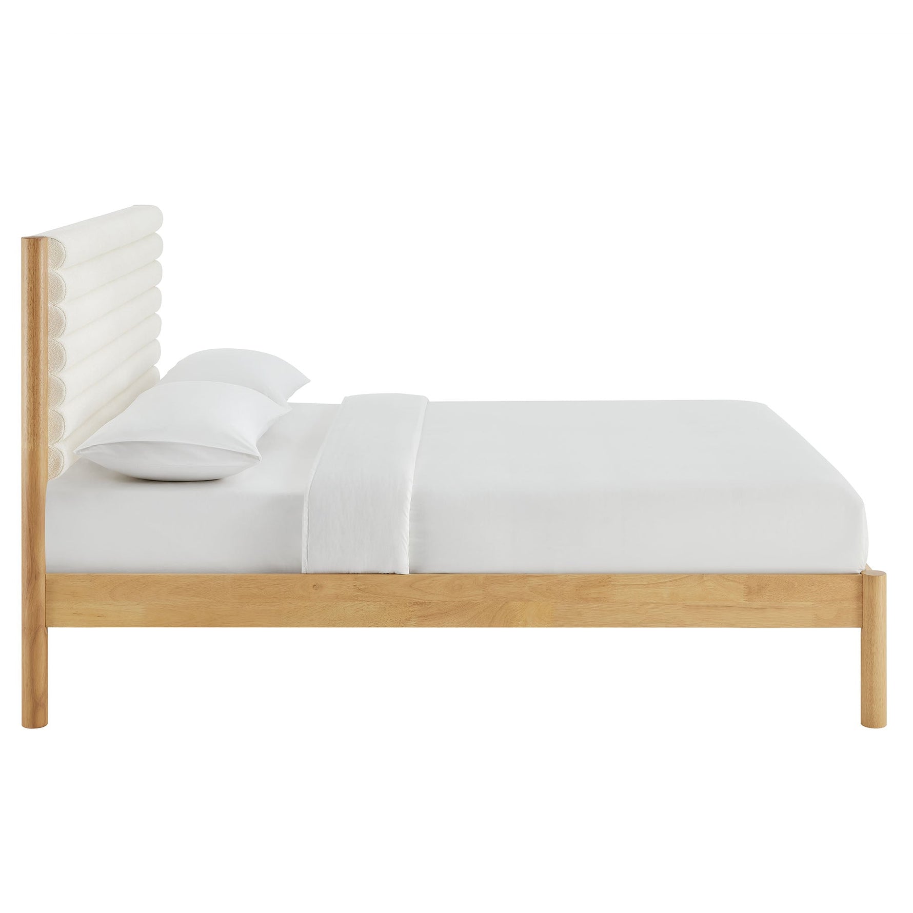 Olea Channel Tufted Boucle Solid Wood King Platform Bed by Modway