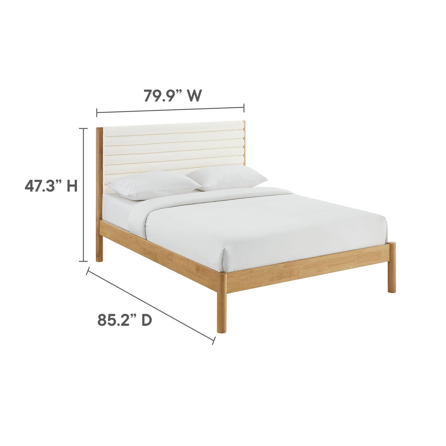 Olea Channel Tufted Boucle Solid Wood King Platform Bed by Modway