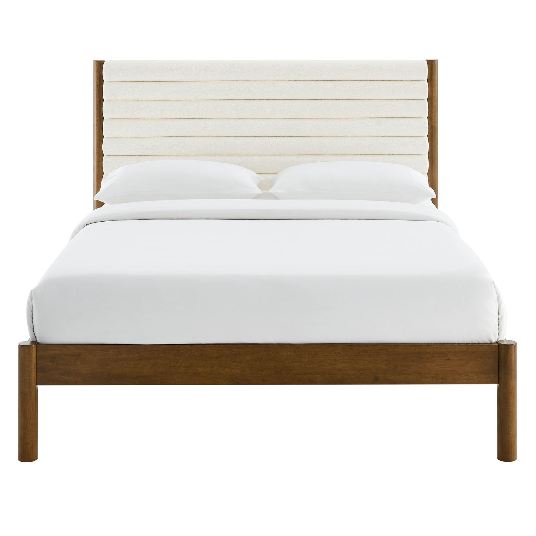 Olea Channel Tufted Boucle Solid Wood King Platform Bed by Modway