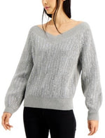 INC International Concepts Women's Embellished Sweater Charcoal Size Large