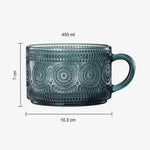 Tonal Hobnail Mug Glassware with Four Gold Spoons, Set of 4