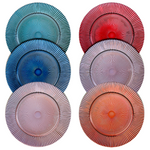 Tonal Ribbed Glass Plate, Set of 6