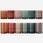 Tonal Hobnail Highball & Lowball Glassware, Set of 12