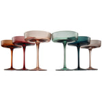 Tonal Ribbed Champagne Coupe, Cocktail Glassware, Set of 6