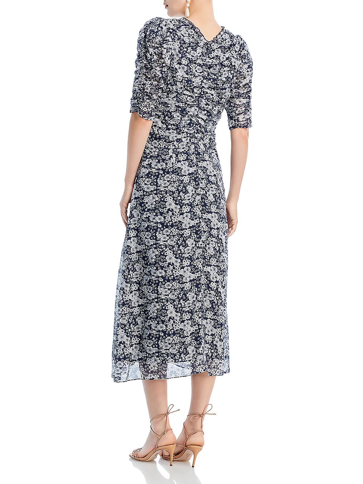 Sea New York Suzie Ruched Midi Dress Navy