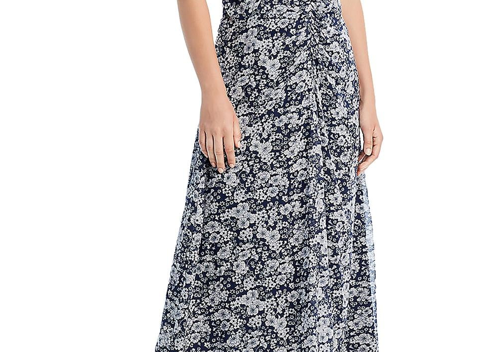 Sea New York Suzie Ruched Midi Dress Navy