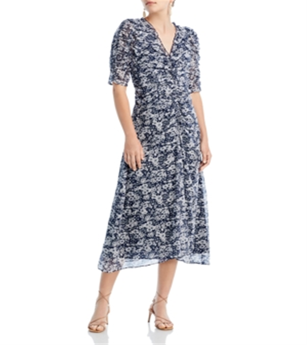 Sea New York Suzie Ruched Midi Dress Navy