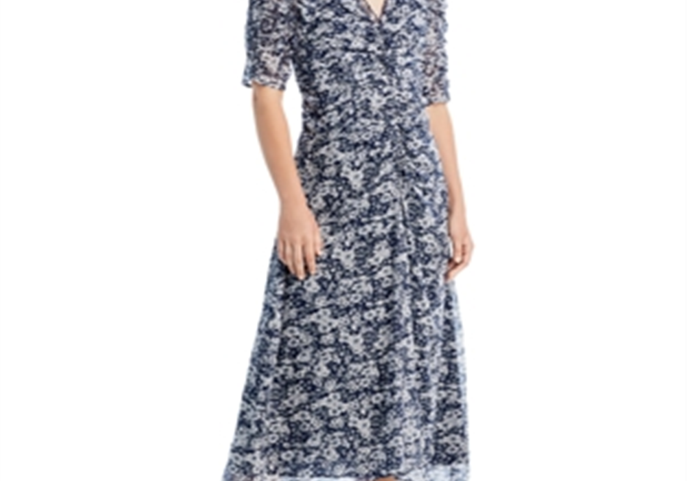 Sea New York Suzie Ruched Midi Dress Navy