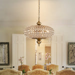 Retro French Antique Brass Globe Crystal Chandelier