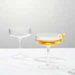 Como Ribbed Champagne Coupe Cocktail Glassware, Set of 2