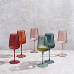 Tonal Ribbed Stemmed Wine Glassware, Set of 6