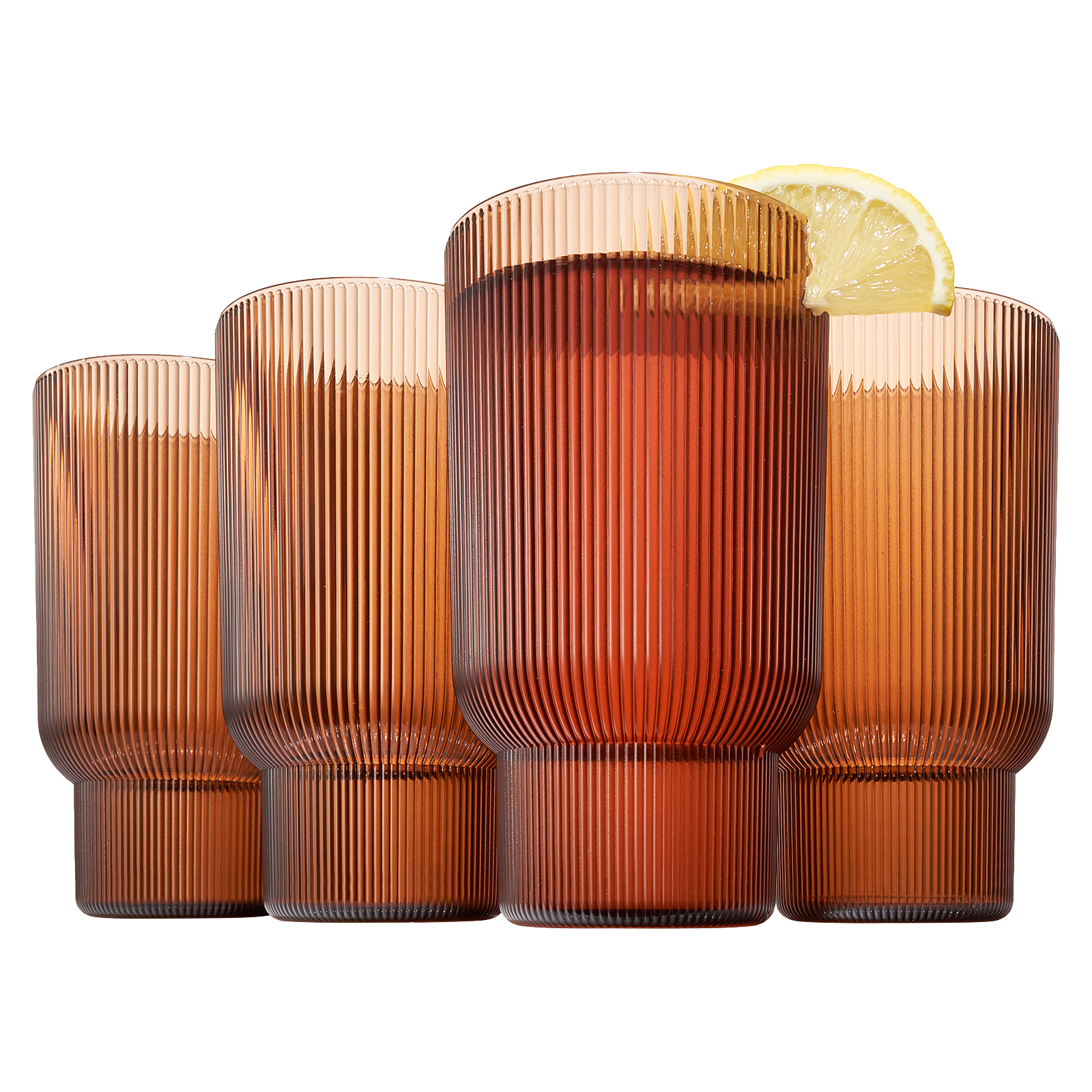 Eze Acrylic Ribbed Highball Glassware, Set of 4