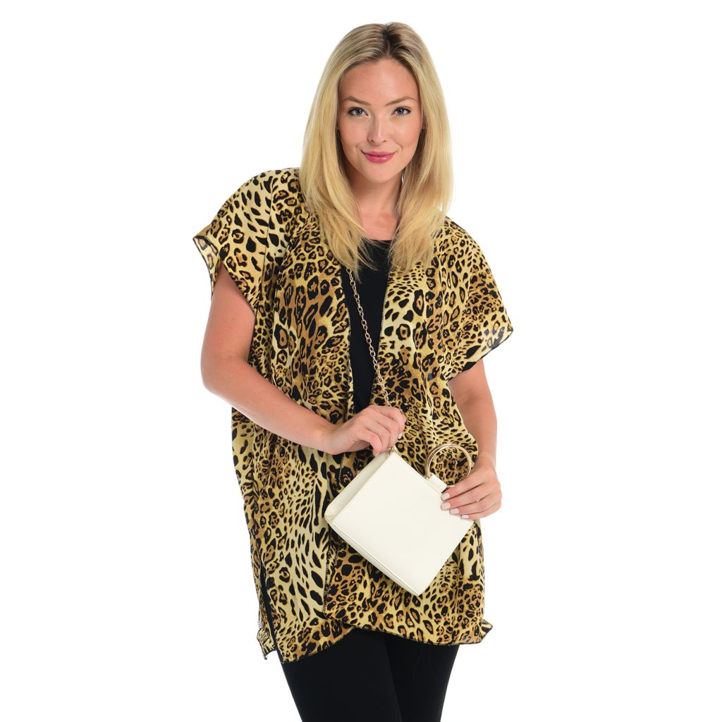 Kendall & James Printed Cover-up Kimono & Fashion Bag 2-Piece Set