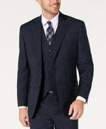 Michael Kors Men's Classic Fit Airsoft Stretch Teal Plaid Suit Separate Jacket Blue Size 44