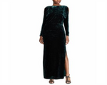 Ralph Lauren Women's Crushed Velvet Gown Green Size 2