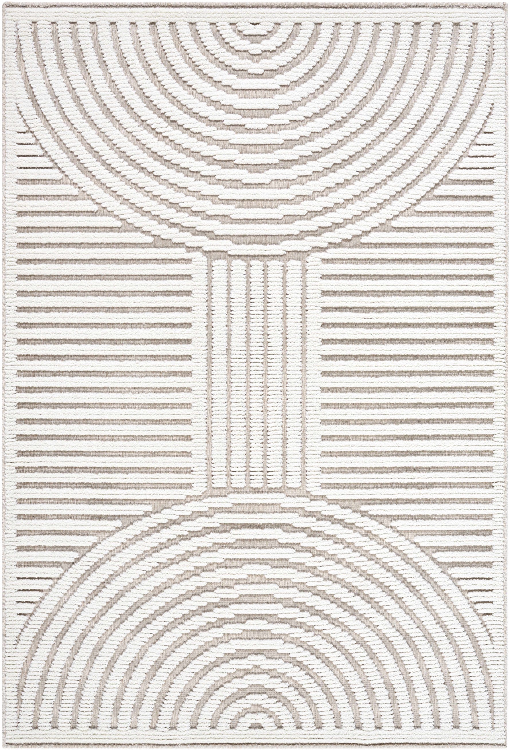 Deron Ivory 3D Rainbow Washable Rug