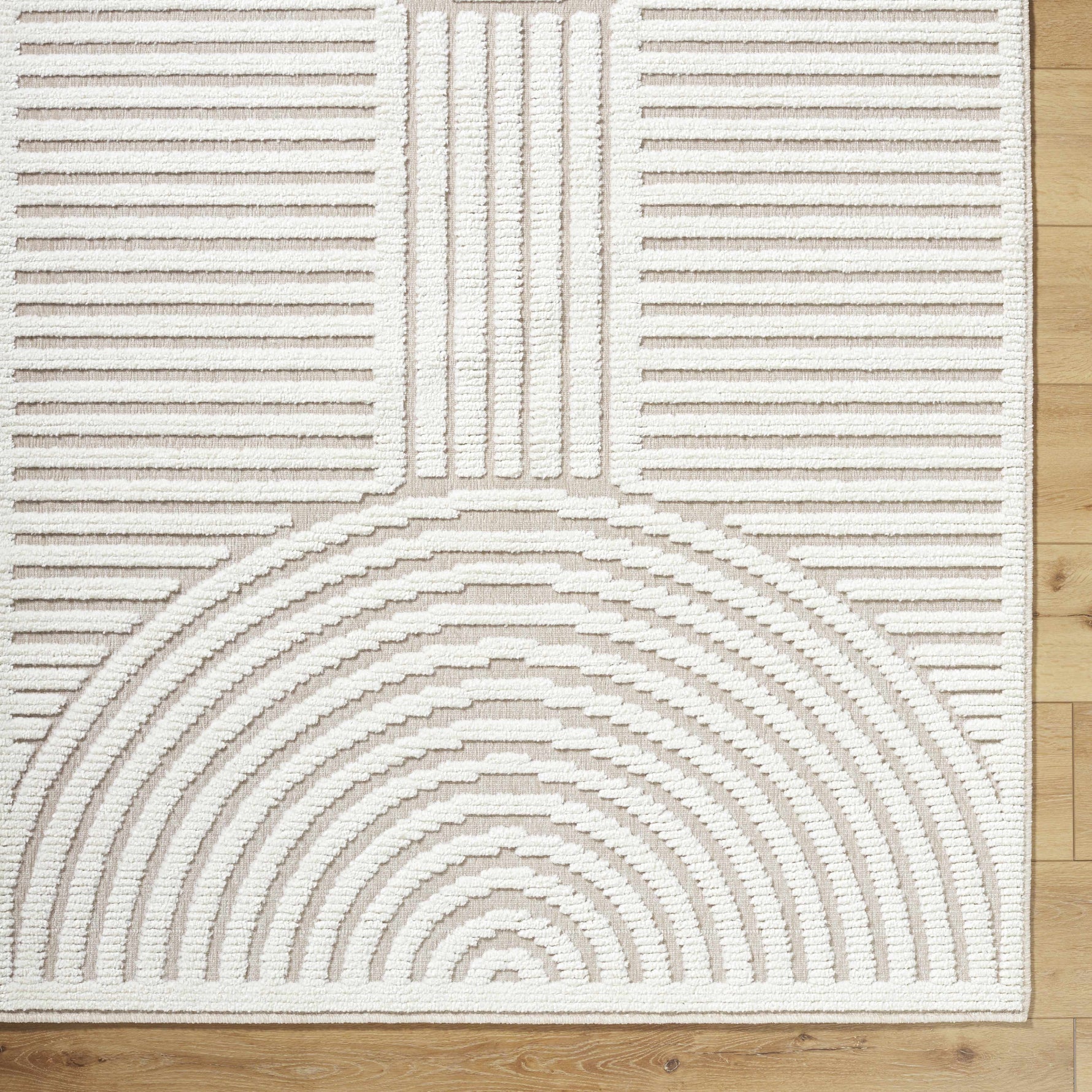 Deron Ivory 3D Rainbow Washable Rug