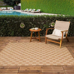 Kuval Checkered Brown Outdoor Rug