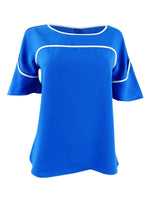 Alfani Women's Piped Flutter Sleeve Top Blue Size Petite Small