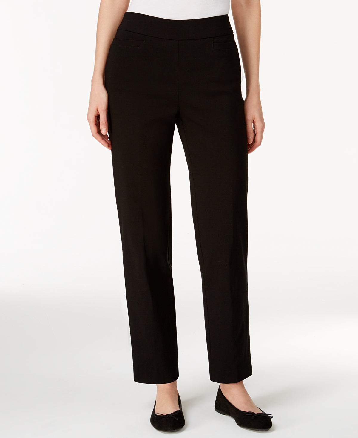 Alfred Dunner Women's Classics Allure Pull On Slim Leg Pants Black Size 12