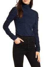 Bailey 44 Women's Allegra Ruched Sleeve Top Blue Size Small