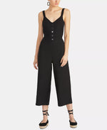 Rachel Roy Women's Cotton Cropped Tie-Back Jumpsuit Black Size 8