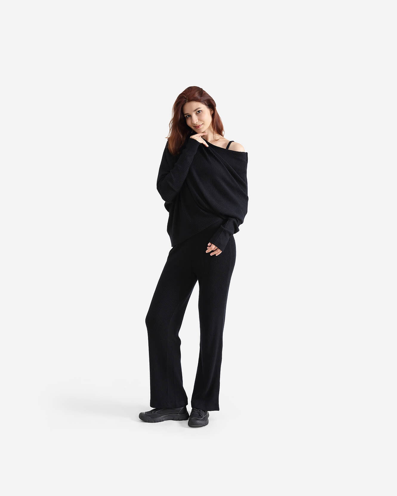 Cloud Knit Asymmetrical Long Sleeve Top