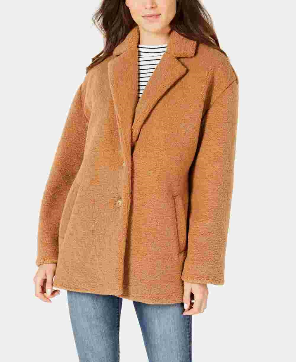 Collection B Women's Winter Faux Fur Coat Brown Size X-Small