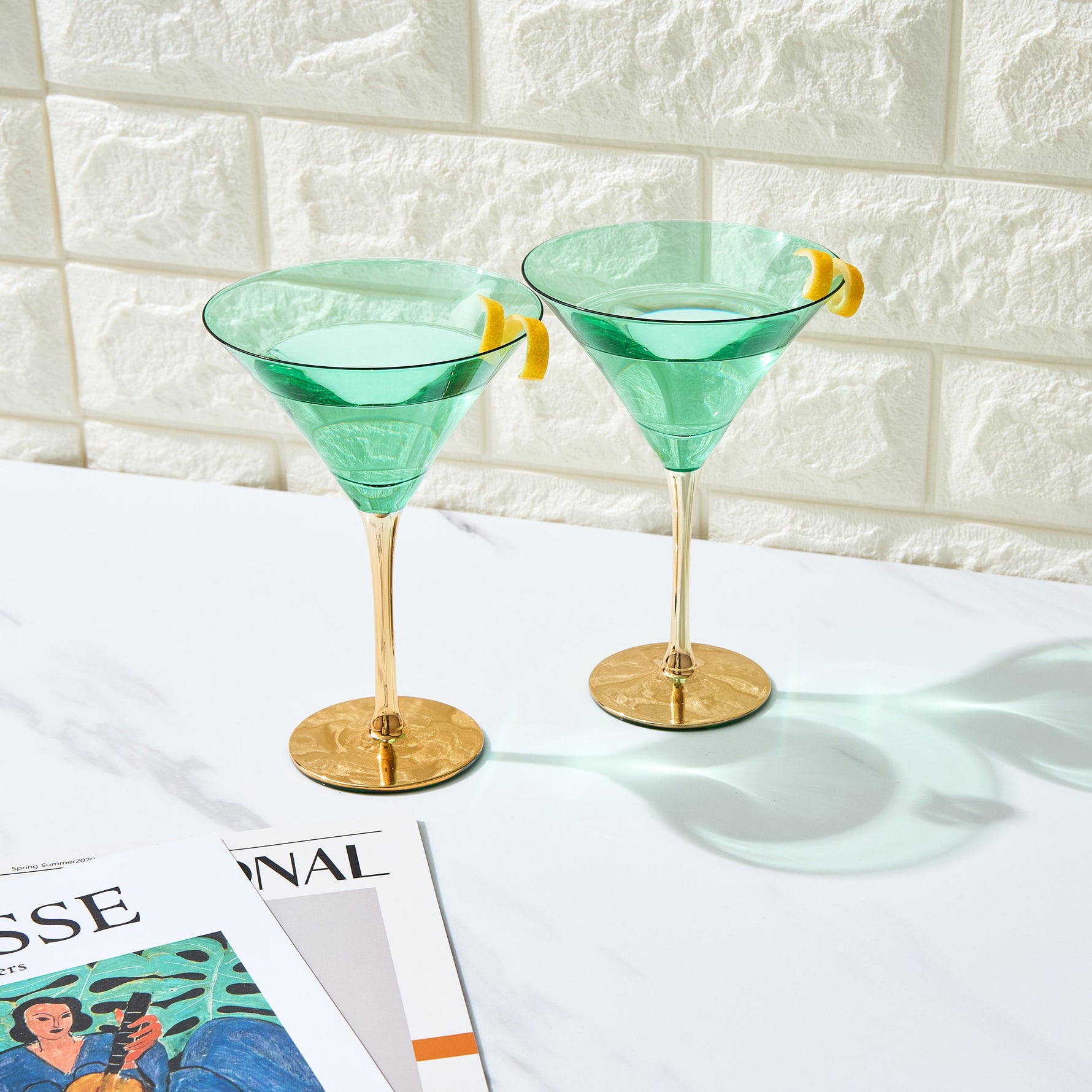 Deco Martini Cocktail Glassware, Set of 4