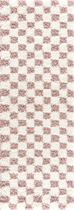 Atira Pink Checkered Shag Rug