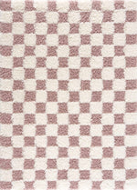Atira Pink Checkered Shag Rug
