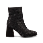 Mia Women's Piana Block-Heel Rhinestone Knit Booties - Black