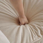 Modern Accent Chair with Ottoman in Beige Chenille