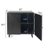 Modern Black Wood Storage Cabinet with Embossed Door