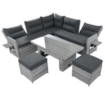 Outdoor Furniture Set Patio Rattan with Recliners and Tables