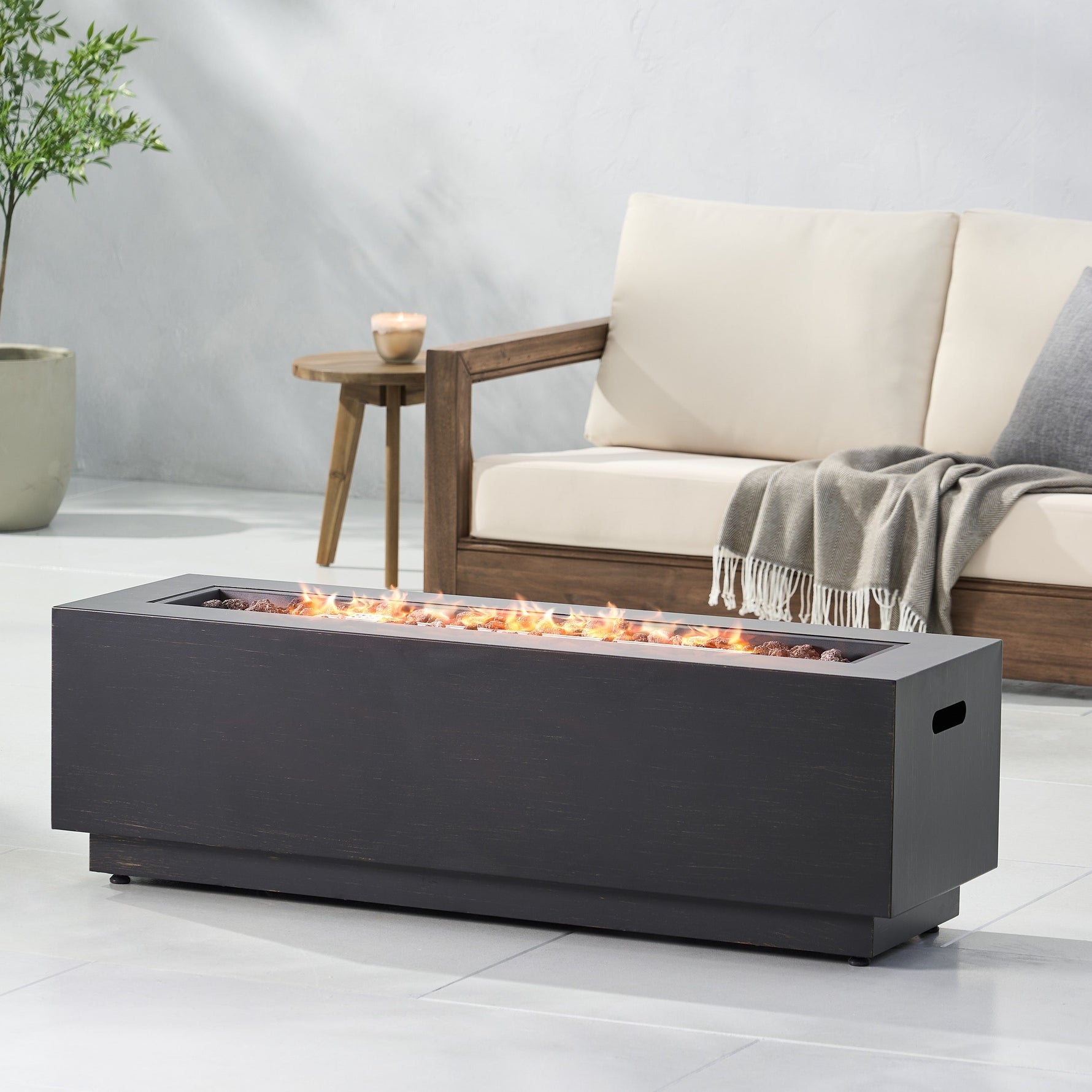 Modern Dark Grey 40' Outdoor Iron Propane Fire Pit