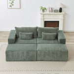 87' Oversized Sectional Lounge Chaise with Plush Corduroy Fabric