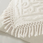 Tufted Cotton Chenille Medallion Fringe Coverlet Mini Set - Off-White Full/Queen