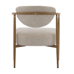 Beige PU Leather Dining Room Chair with Metal Frame