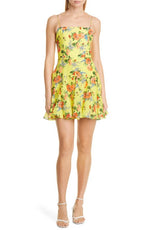 Alice + Olivia Ginny Floral Sleeveless Minidress in Floral Express Lemon Sorbet, Size 12