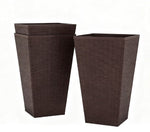 Outdoor Flower Plant Pots, Set of 3 Tall Planters with Drainage Hole
