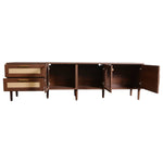 Rattan TV Stand with 3 Cabinets and 2 Drawers
