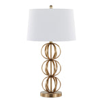 Linx 29" Contemporary Metal Table Lamp in Gold Metal and White Linen Shade - Set of 2