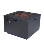 Outdoor Patio Propane Fire Pit 24" H x 31" W Square Iron Gas-burning Fire Pit