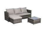 2 Pieces Patio Furniture Set with Woven Sectional and Ottoman