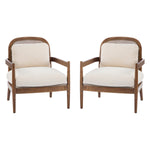 Elliston Rattan Backrest Solid Wood Accent Chair with Cushions - Set of 2