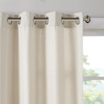 Plaid Rod Pocket and Back Tab Curtain Panel with Fleece Lining Natural 50x84"