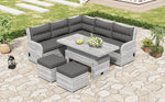 Outdoor Furniture Set Patio Rattan with Recliners and Tables