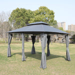 13x10 Ft Outdoor Patio Gazebo Canopy Tent with Ventilated Double Roof and Side Wall