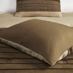 7 PC Pieced Faux Suede Comforter Set Natural Cal King
